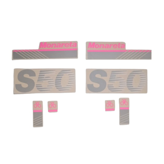 Kit Adesivo Mobilete Monark Moby S50 Rosa-pink-prata