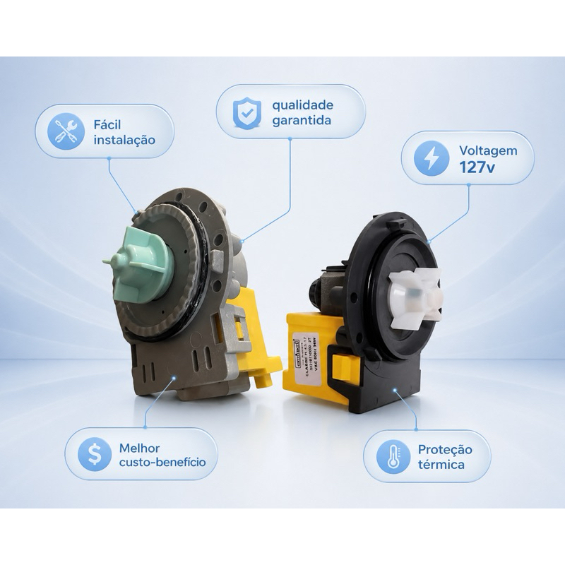 Eletrobomba bomba d'água universal Emicoll e EOS 110v para Máquina de Lavar Roupas - Alta Durabilidade e Envio Rápido!