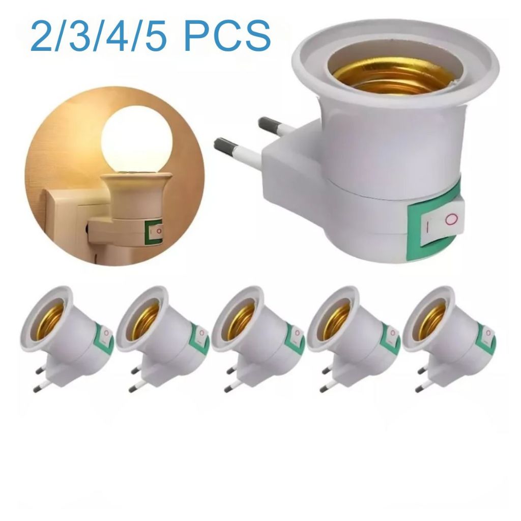 Kit Adaptador Tomada Bocal Soquete Rosca E27 C/ Interruptor Botão Liga e Desliga P/ Lâmpada