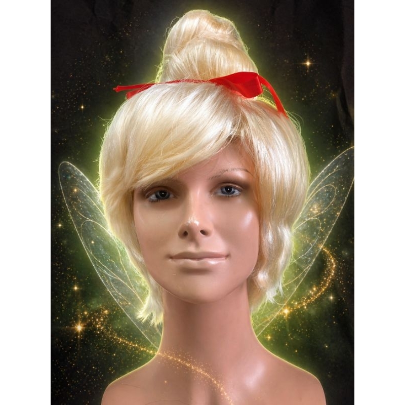 Peruca Fada Sininho Tinker Bell Peruca Loira Curta Peruca Com Coque e Franja Cosplay Nacional