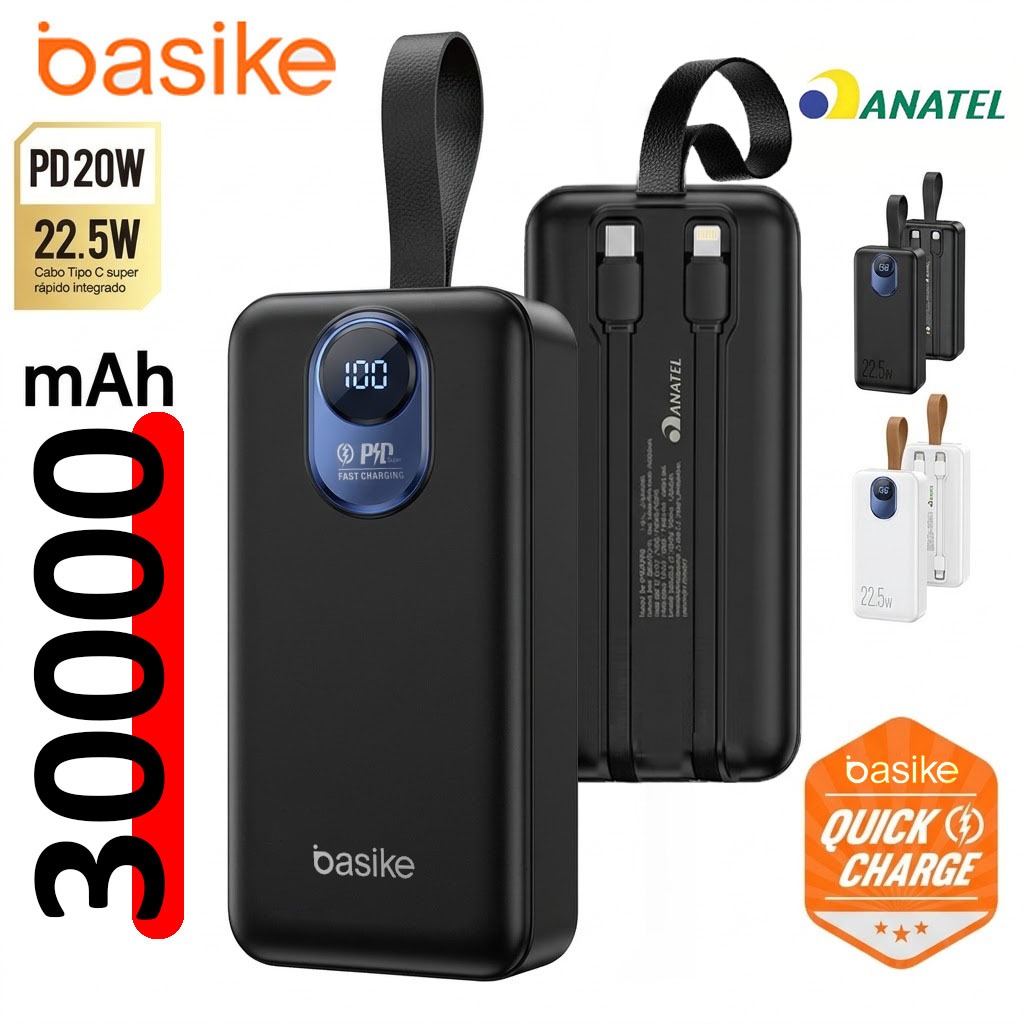 BASIEK Carregador Portátil Portátil Grande 30.000MAH-10.000MAH Universal Carregador 22,5W Com Displaya Visor