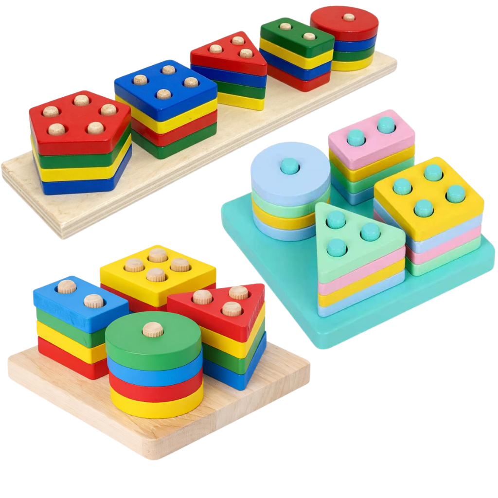 Brinquedo Montessori de Madeira  Encaixe Educativo Colorido Infantil