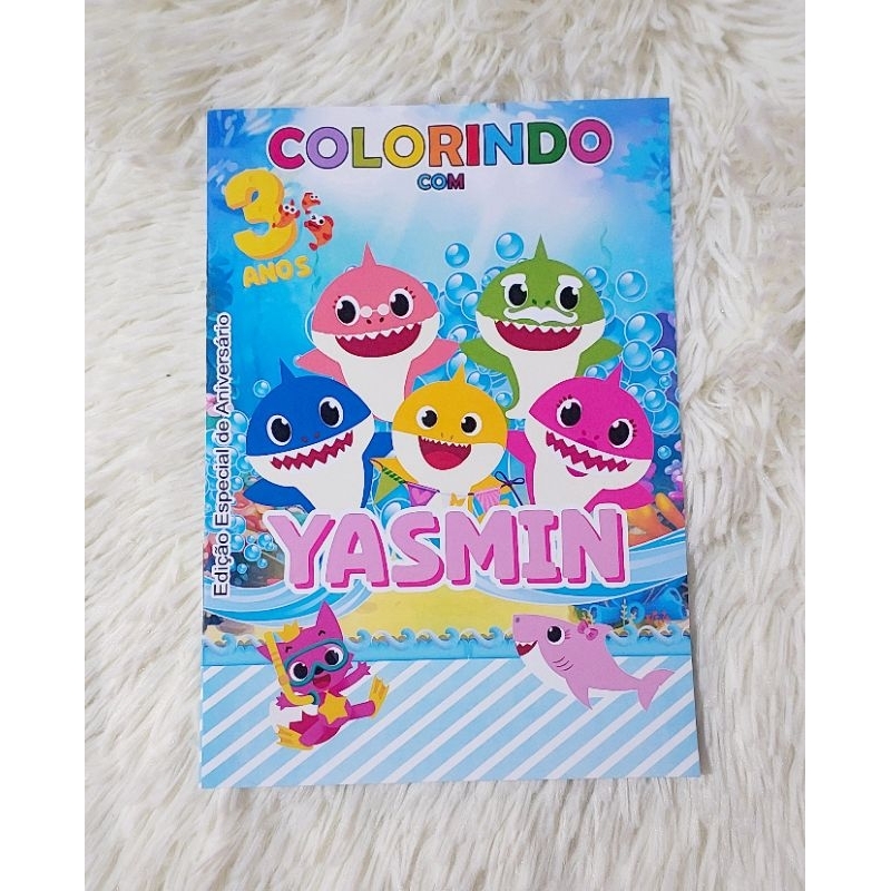 Livro de Colorir com Atividades Baby Shark Personalizado Lembrancinha de Aniversário Infantil - Todos os Temas