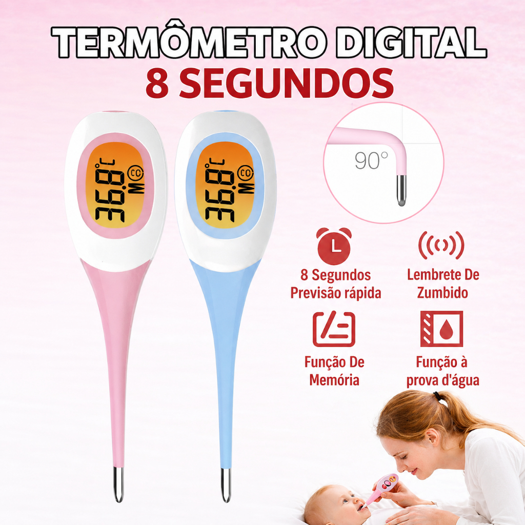 TERMÔMETRO DIGITAL RÁPIDO DE BEBÊ 8S INFANTIL MEDIR TEMPERATURA 8 SEGUNDOS MEDIDOR FEBRE RAPIDO