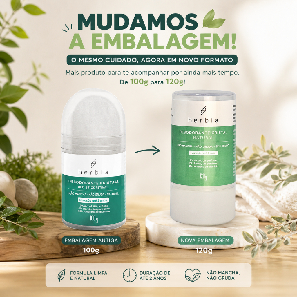 Desodorante Cristal Pedra Natural Kristall Herbia Sem Aluminio 120g