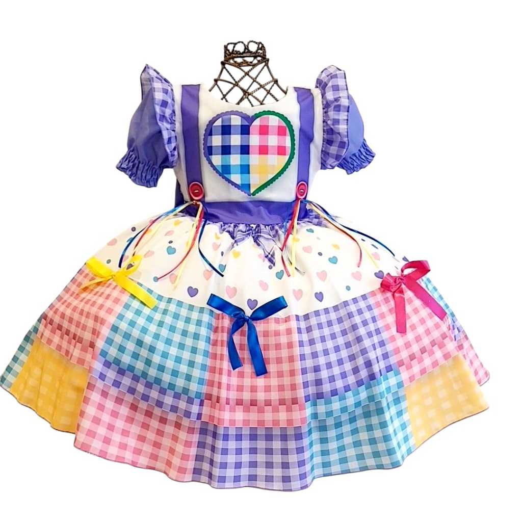 Vestidos De Festa Junina Luxo Colorido Infantil