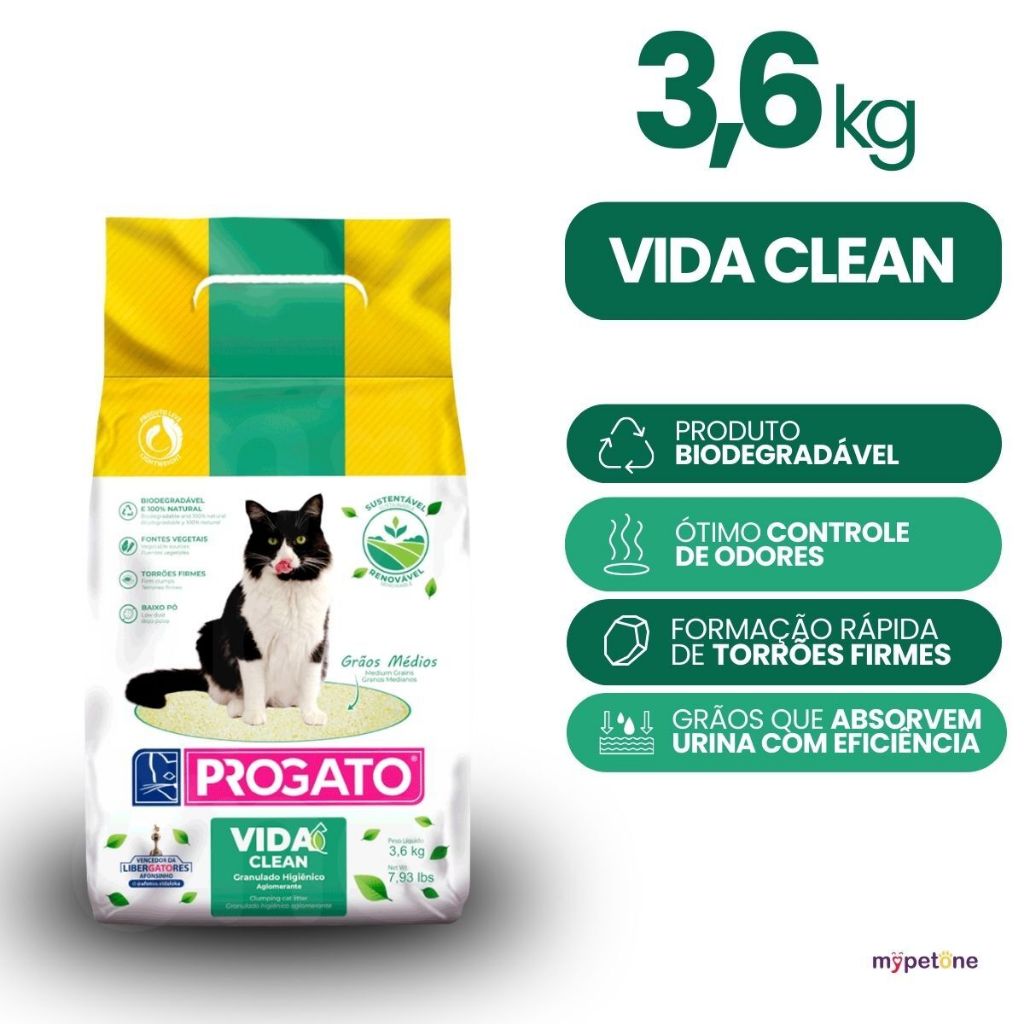 Areia Higiênica Para Gatos Progato Vida Clean 3,6kg