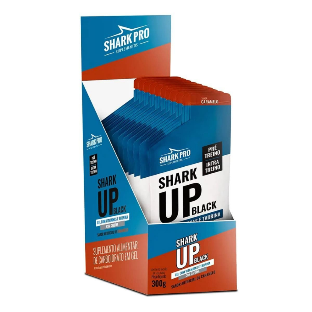 Shark Up Black Gel - 10 Sachês 30g Caramelo - Shark Pro
