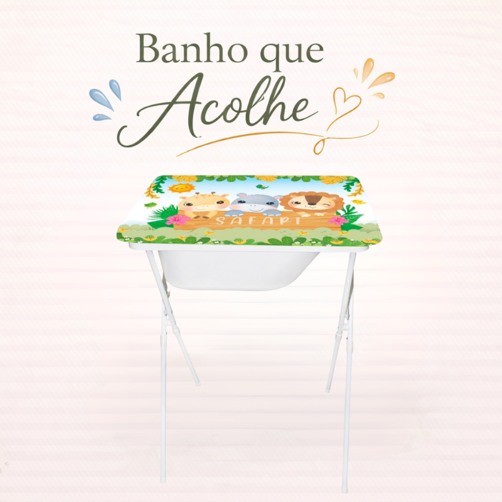 Banheira Infantil Creative Com Trocador e Suporte Dobrável 20L