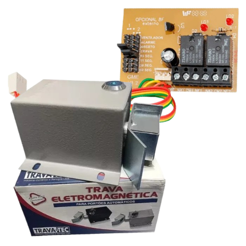 Trava Eletromagnética Trava-tec Para Portão Automático Te500 220V TRAVATEC + MÓDULO OPCIONAL 8F
