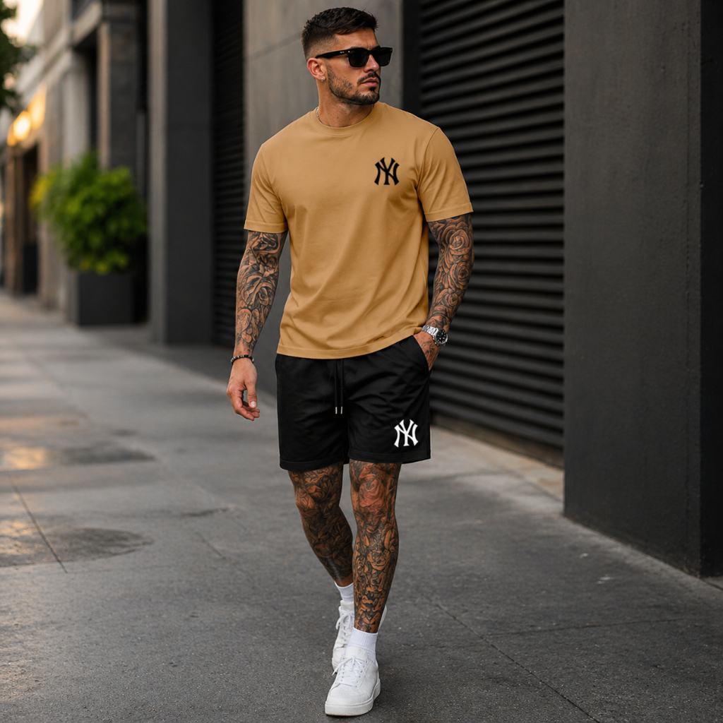 Kit Camiseta e Short Streetwear Camisa de Algodão 26.1