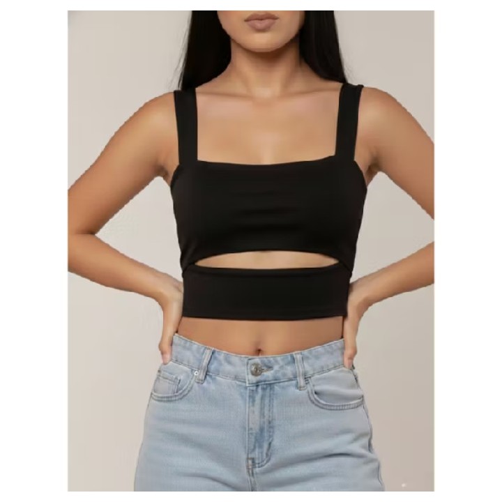 Cropped Feminino Moderno Com Abertura Frontal-Perfeito para usar com jeans ou alfaitaria