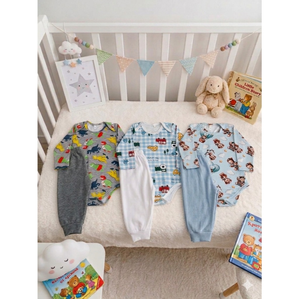 Conjunto Infantil Body Suede 90% Algodão + Calça Ribana Canelada 2/1 – Body + Calça