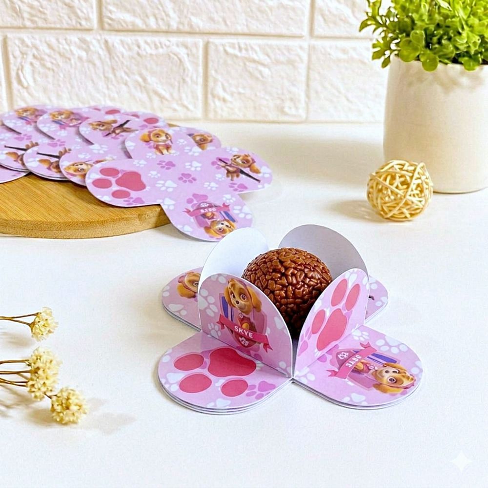 Forminhas para Doces Patrulha Canina Skye Personalizadas | Festa Infantil | 4 Pétalas | Lembrancinhas Aniversário