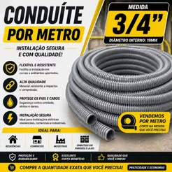 Conduíte Corrugado Cinza 3/4 Polegada Vendido Por Metro