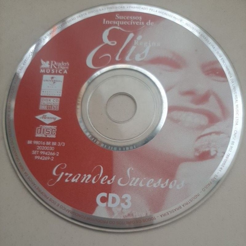 Cd sucessos inesquecíveis de Elis grandes sucessos Cd.3