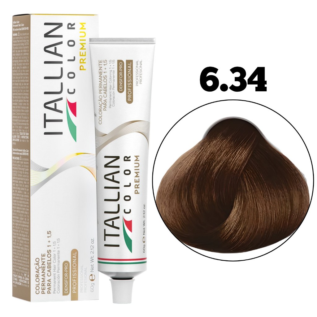 COLORAÇÃO ITALLIAN COLOR LOURO ESCURO DOURADO COBRE 6.34 60G