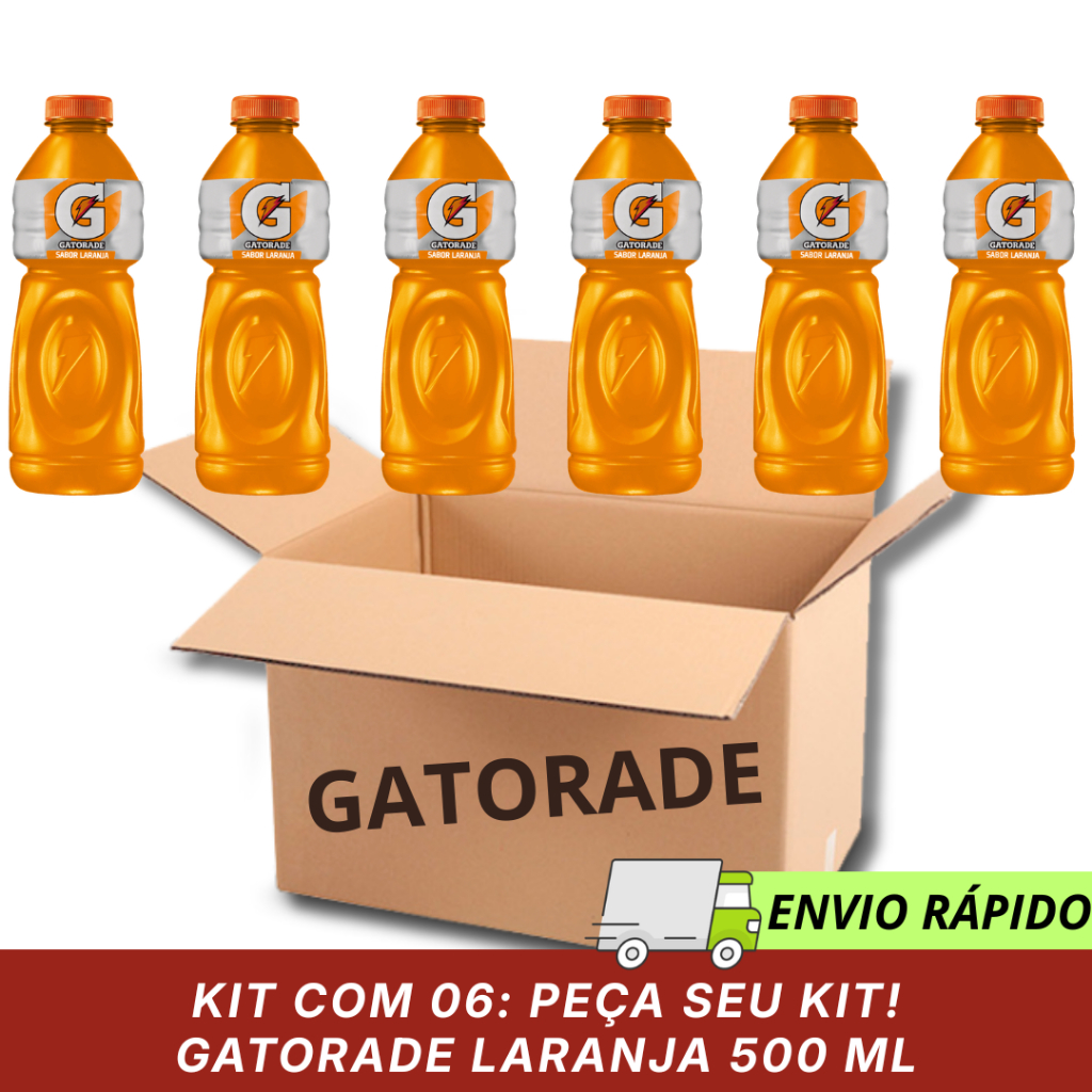 GATORADE LARANJA 500 ML, KIT COM 06 UNIDADES