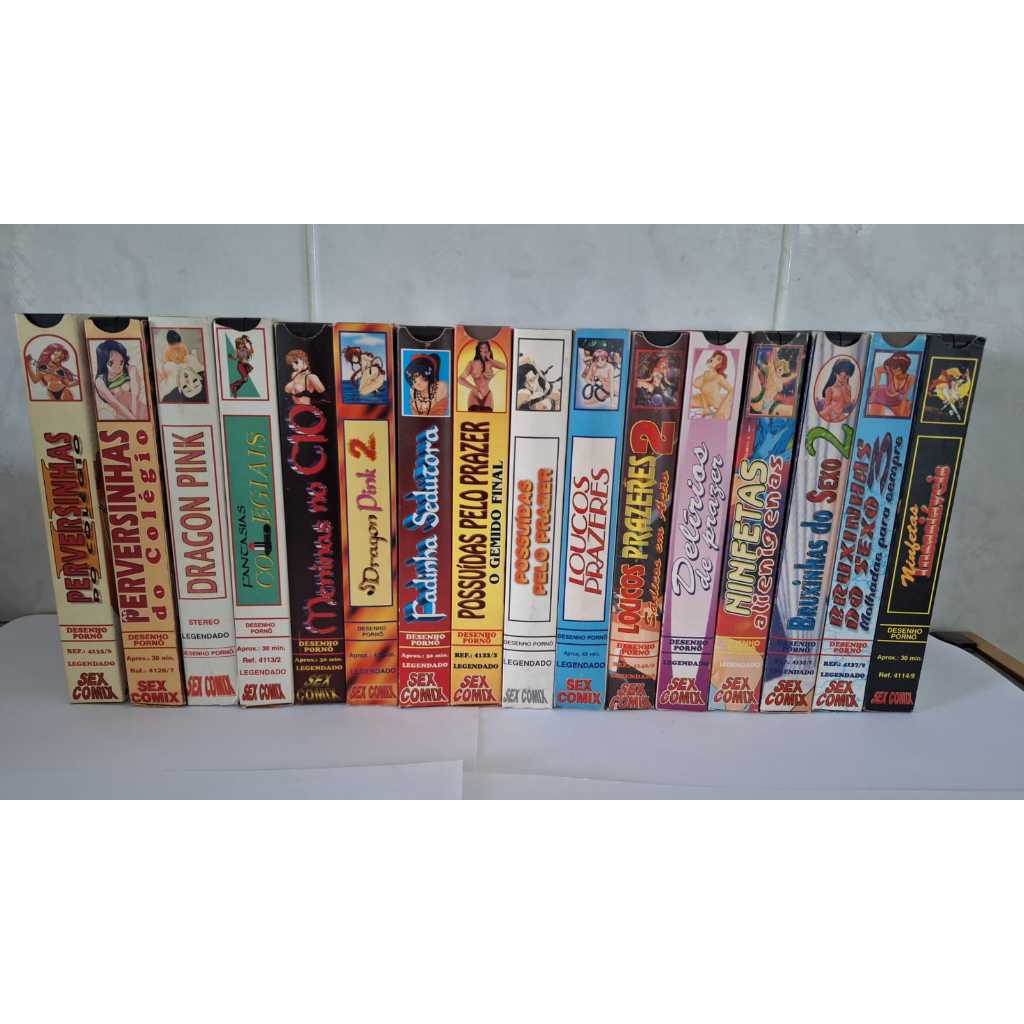 Coleção com 16 Fitas VHS Desenhos Porno Adulto Anime Hentai Sex Comix