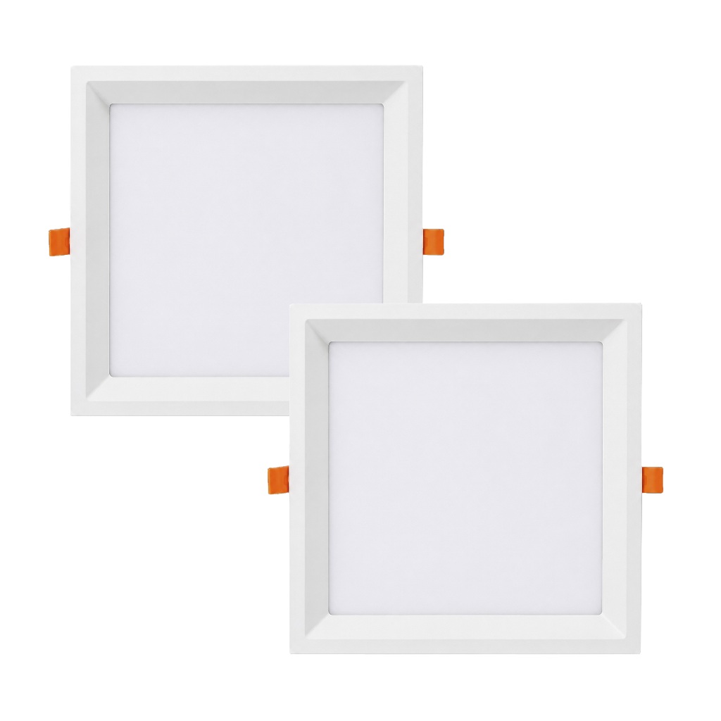 Kit 2 Luminaria Painel Led Recuado 18w/24w 22x22cm Embutir Quadrado 3000k 6500K Bivolt