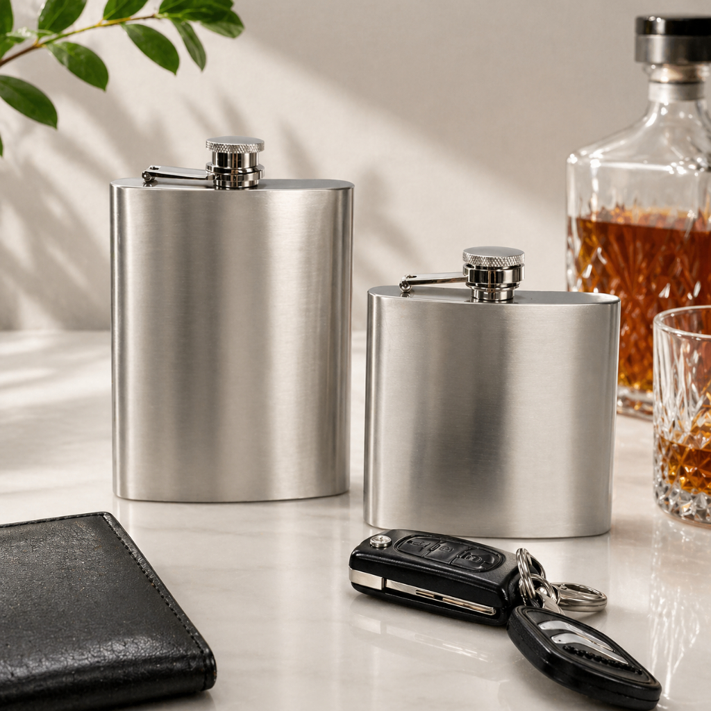 Cantil em Aço inox de Bolso 180ml ou 210ml Porta Bebidas Whisky Vodka Rum
