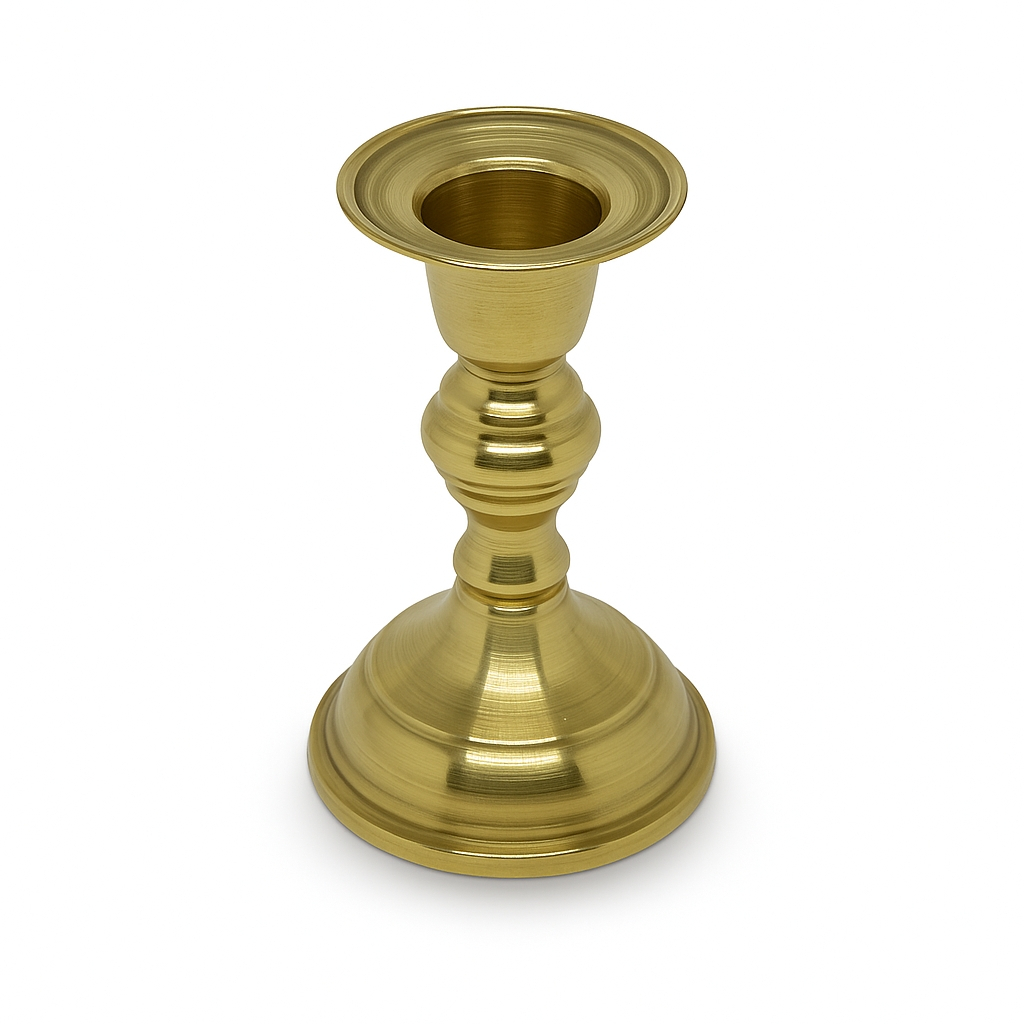 Castiçal Porta Velas Suporte De Velas Para Velas Finas Dourado Latão Artesanal Modelo 1 Bola