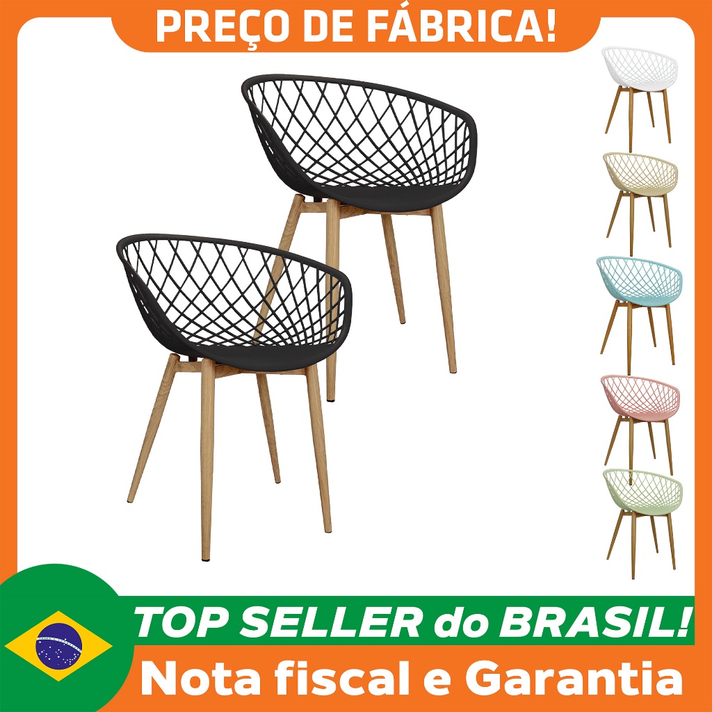 Kit 2 Cadeiras Poltrona Clarice Sidera Nest Web C/ Apoio De Braço