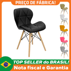 Cadeira Charles Eames Eiffel Slim Wood Estofada Conforto
