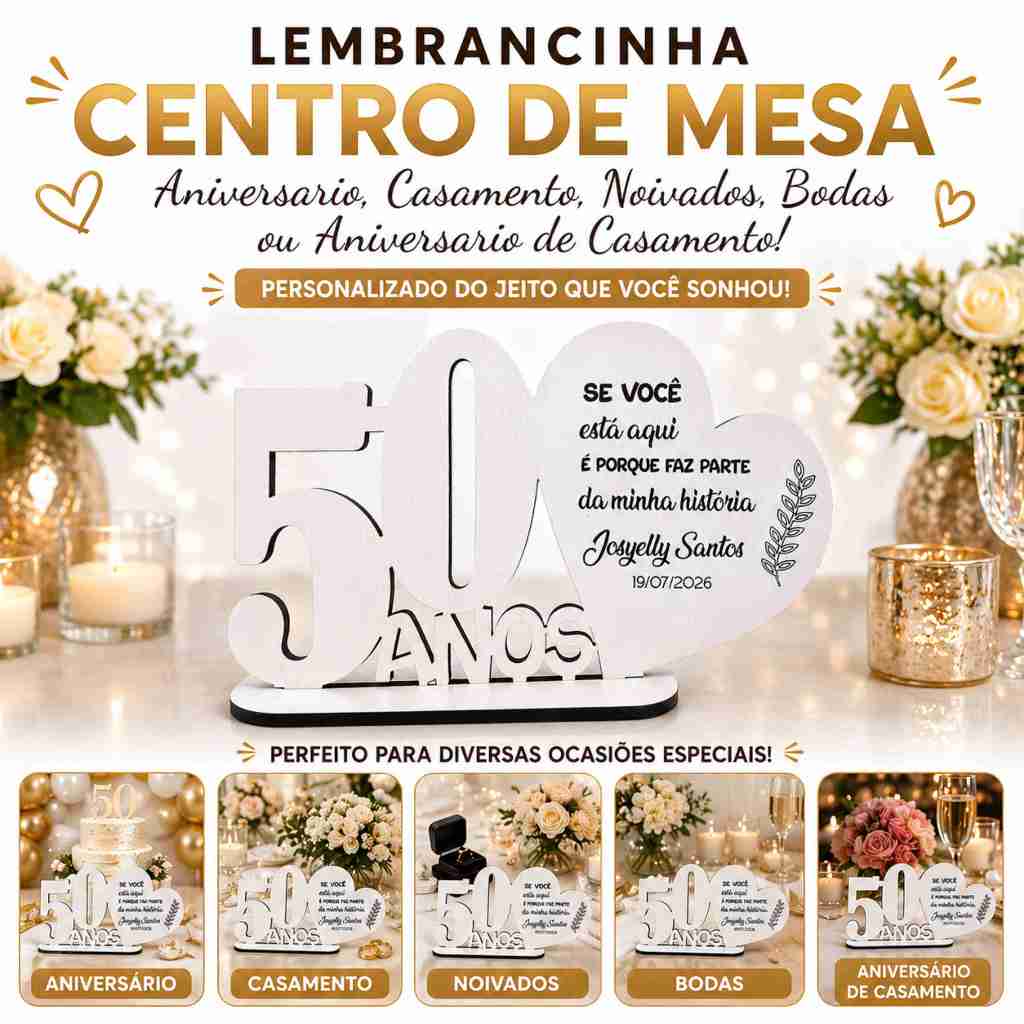 Lembrançinha Centro de mesa  Aniversario 15 30 40 50 60 70 80 90 anos Personalizado