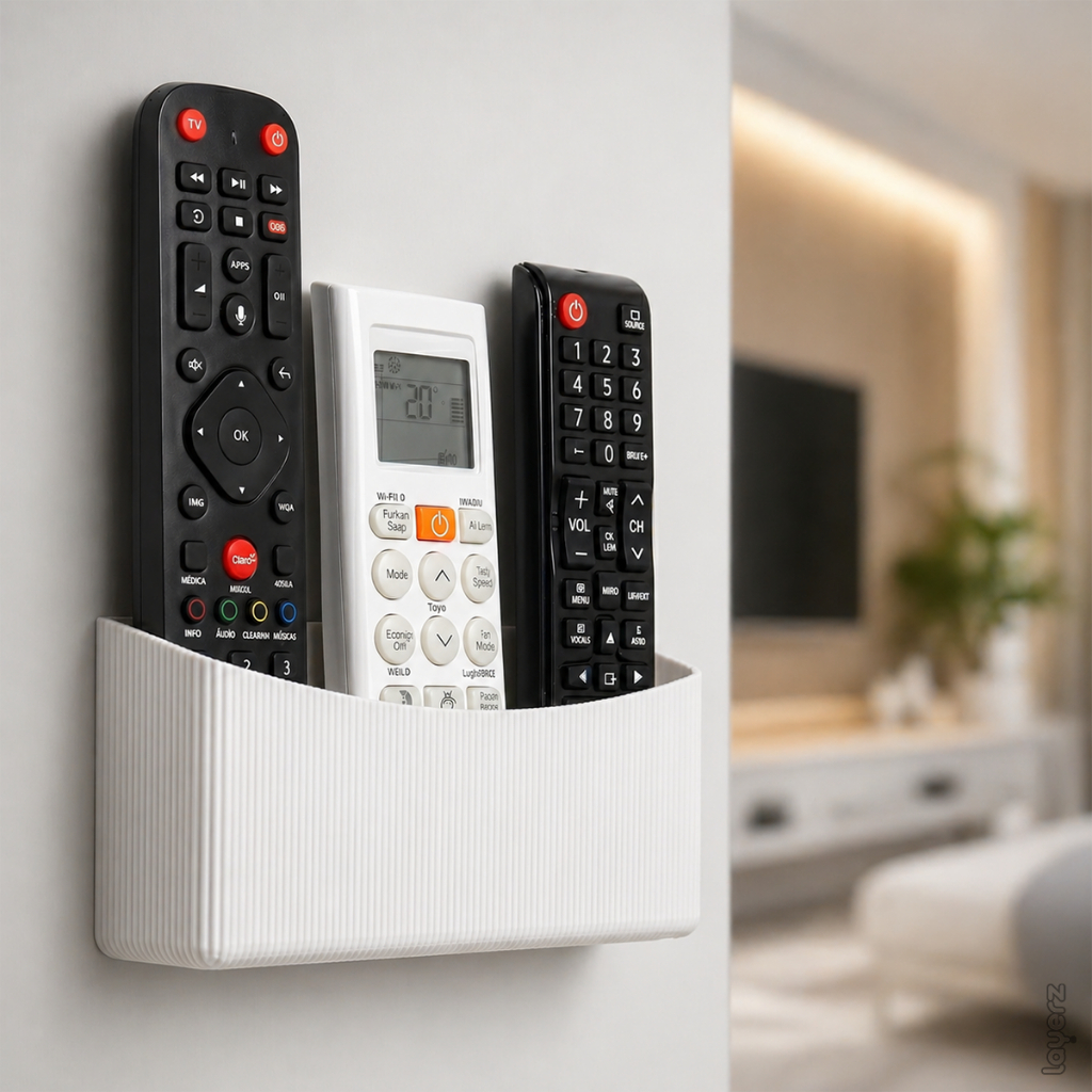 Suporte Controle Remoto Organizador para Parede com 3 Divisórias Design Moderno