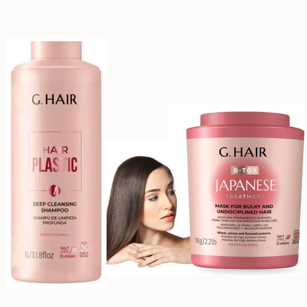 Ghair - Máscara B-Tox Profissional Salão Botox Tratamento Japonês 1Kg + Shampoo Anti Residuos Ghair 1LT