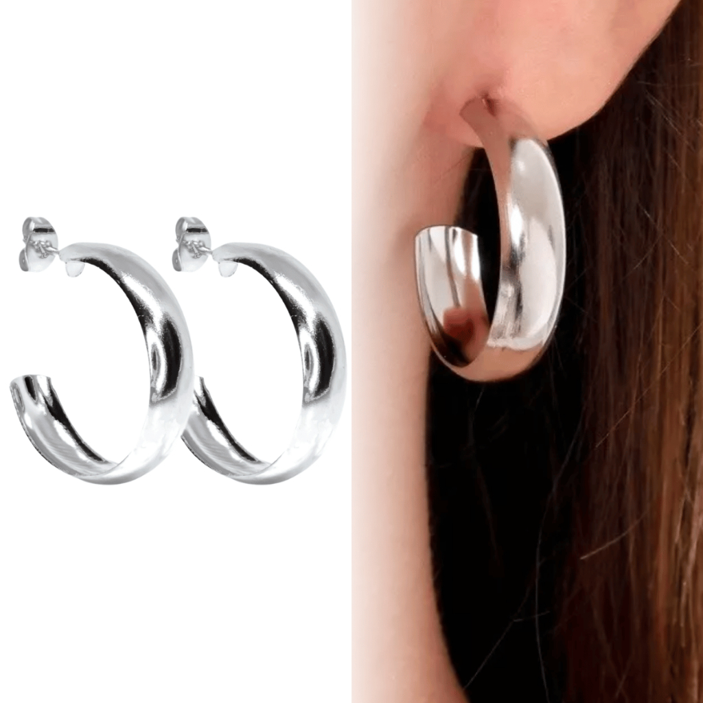 Brinco Argola Pequena Lisa de Aço Cirúrgico Antialérgico Feminino Acessório de Moda Minimalista, Clássico Versátil