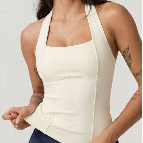 Blusa Feminina Top Halter Ajustado Decote Frente Unica Costa Nua Casual Moda Gringa Verão 2026