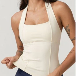 Blusa Feminina Top Halter Ajustado Decote Frente Unica Costa Nua Casual Moda Gringa Verão 2026
