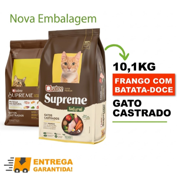 Ração Quatree Supreme Gatos Castrados  10.1kg Natural Sem Transgênicos Saúde do Trato Urinário ENVIO RAPIDO ORIGINAL