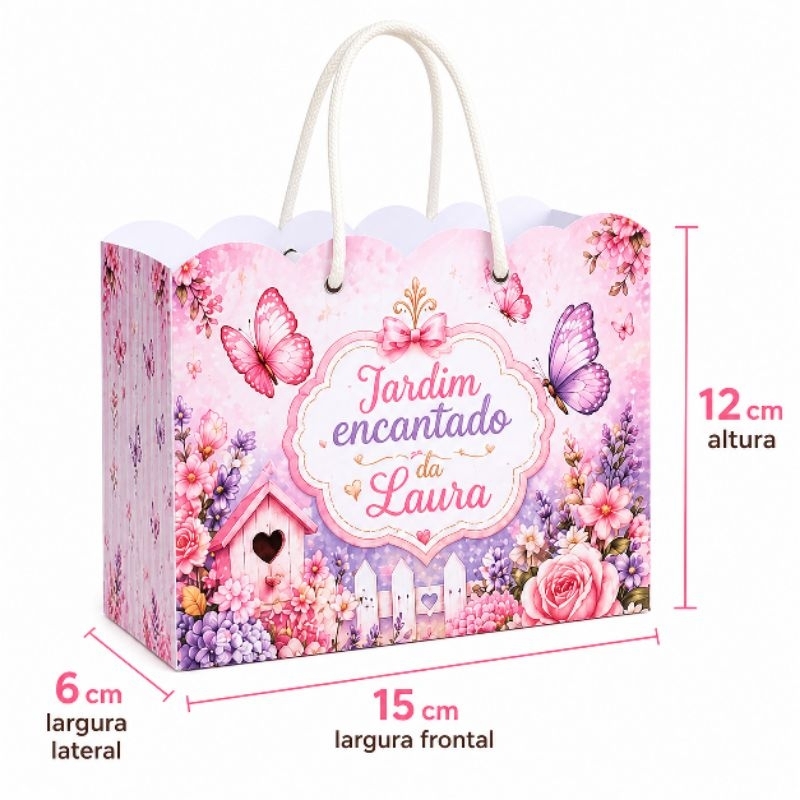 Kit Sacolinha Personalizada Jardim Encantado Lembrancinha Aniversário
