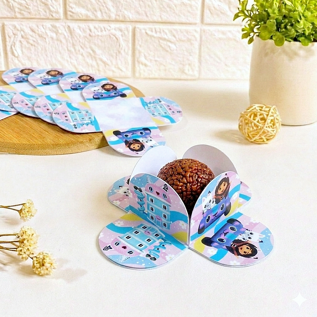 Forminhas para Doces A Casa Magica da Gabby Personalizadas | Festa Infantil | 4 Pétalas | Lembrancinhas Aniversário
