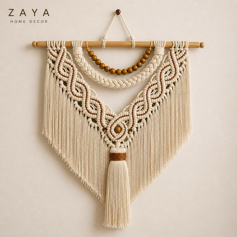 Painel Macramê Decorativo 60cm Boho Chic | Feito à Mão | Decoração de Parede Sala Quarto