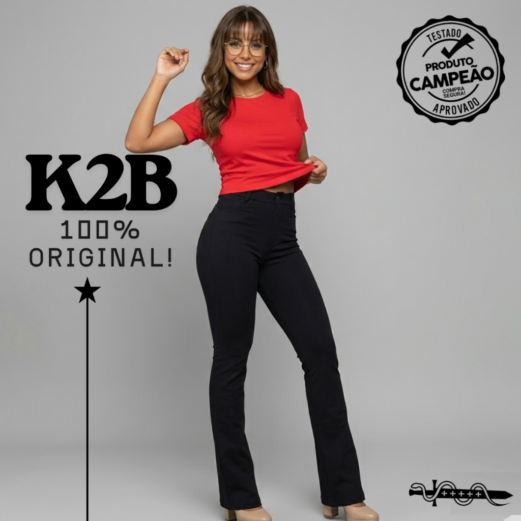 Calça Bailarina Flare Original K2B cós-alto Legging, academia modeladora. Calça boca de sino