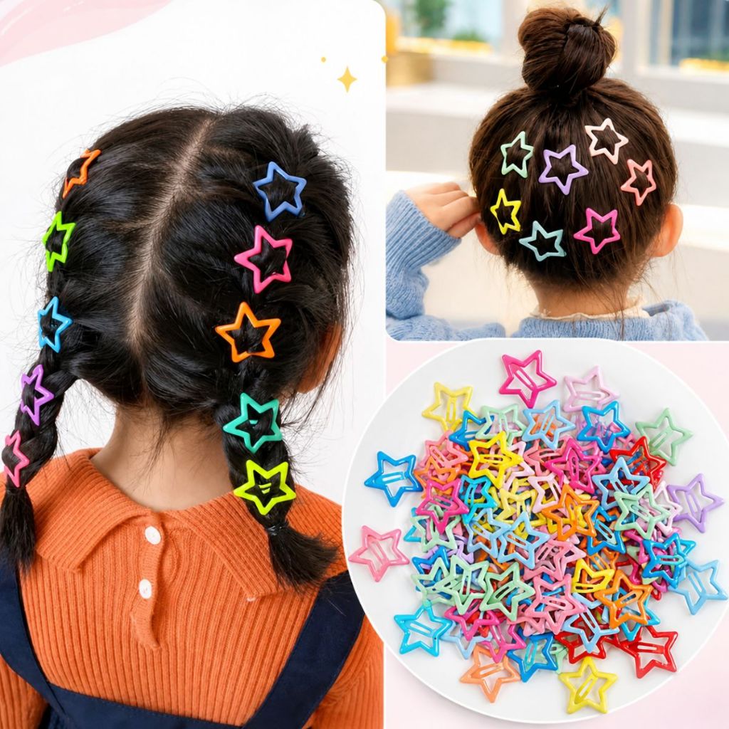 Kit Presilhas Tic Tac para Cabelo Prendedor Grampo Estrela Presilia Coloridos