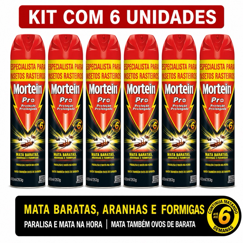 KIT com 6 unidades Mortein Mata Barata Spray 360ml