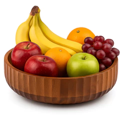 Bowl Madeira Acácia Canelado 22cm Tigela Cumbuca Saladeira Fruteira Resistente Cozinha Mesa Posta Gourmet Decoração