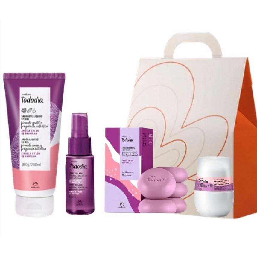 Presente Ameixa e Flor de Baunilha Sabonete/Body Splash 60ml/Desodorante Roll on AntitranspiranteTododia Natura