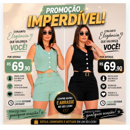 Conjunto Feminino Social - Short e Colete | Alfaiataria Elegante e Confortável