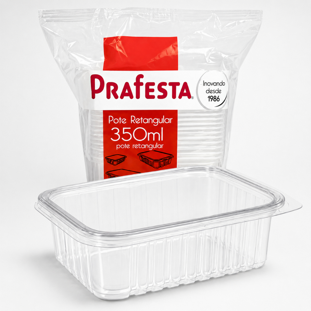 Kit 48 Pote Plástico vasilha potinho 500ml c Tampa  Freezer Micro-ondas  Marmita Delivery  Refeições