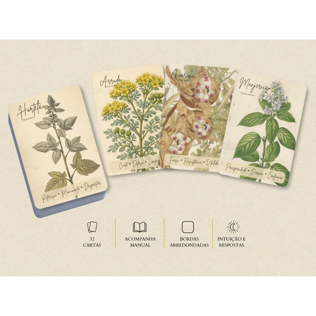 Tarô Baralho Cigano Oráculo Herbário – 32 Cartas de Sabedoria das Plantas