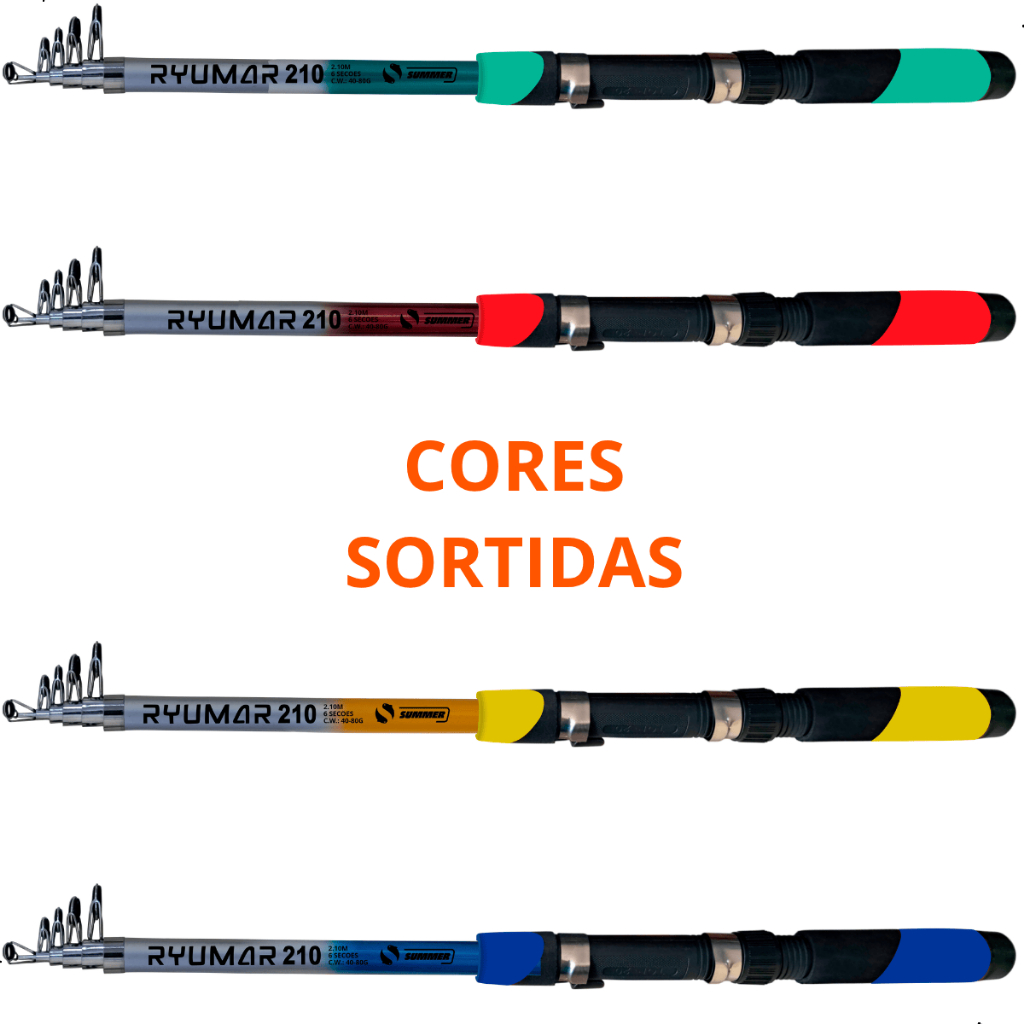 Vara De Pesca Telescópica 2,10m P/ Molinete Ryumar Summer Fibra De Vidro Leve E Resistente Pesca Iniciante · foto 2