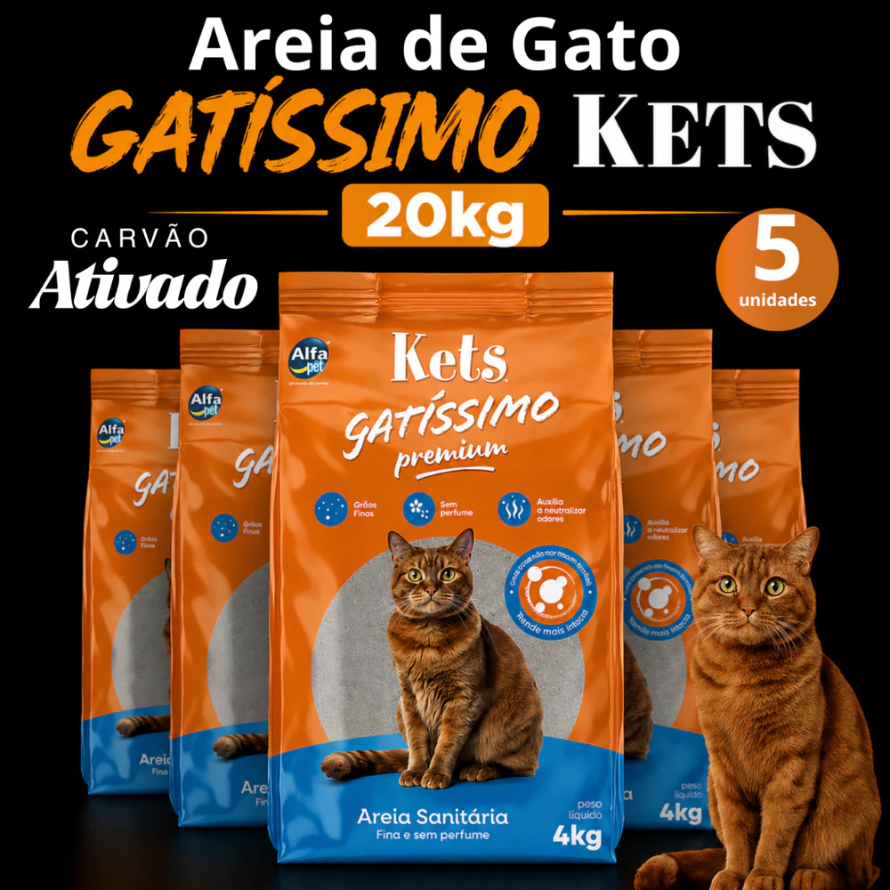 Kit 5un. Areia Sanitária Higiênica Para Gatos Anti Odor Gatíssimo 20kg