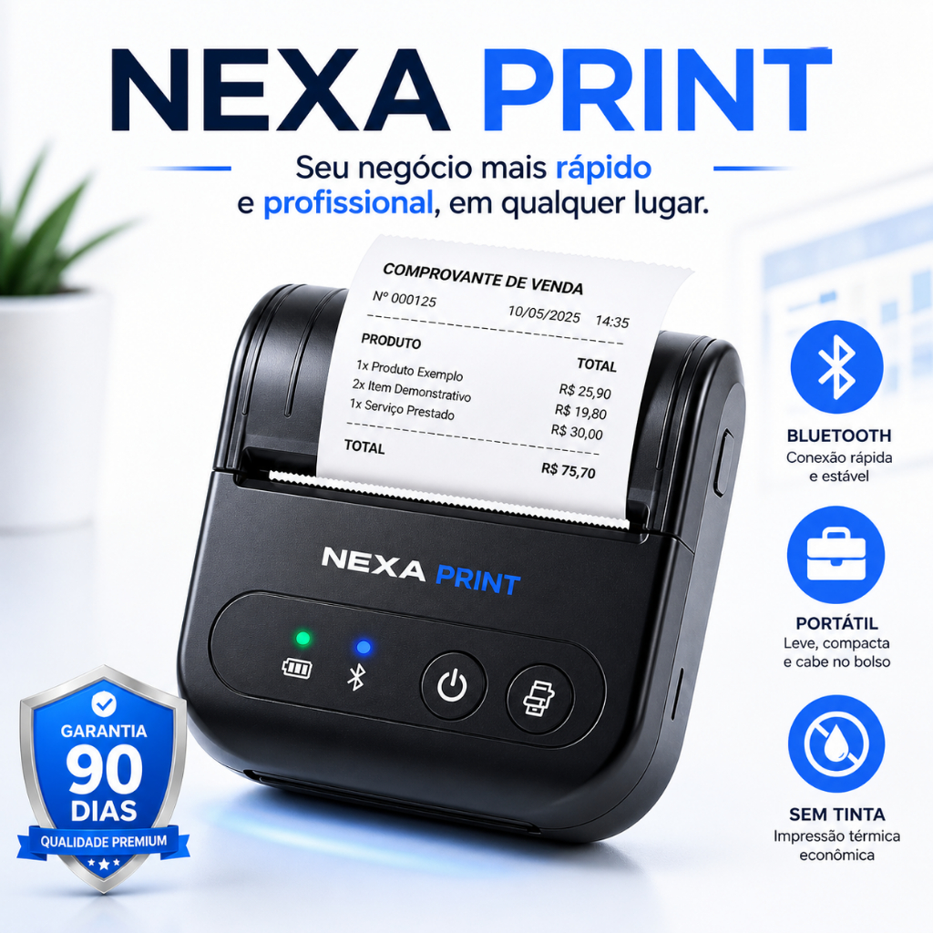 Impressora Térmica Portátil Bluetooth 48mm Mini Recibo Comanda Android iOS Windows MO-5812