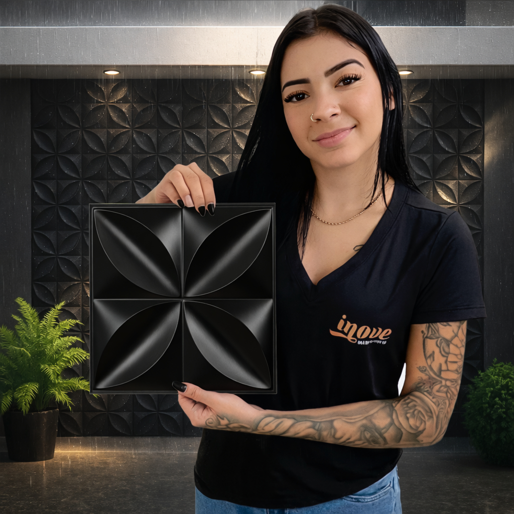 Kit 70 Placas 3D em PVC 25x25 cm para Revestimento Decorativo de Parede